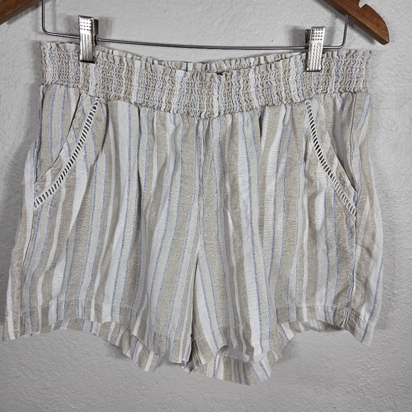 briggs Pants - Briggs Ladies' Linen Blend Short Size Large Cream Striped Embroidered